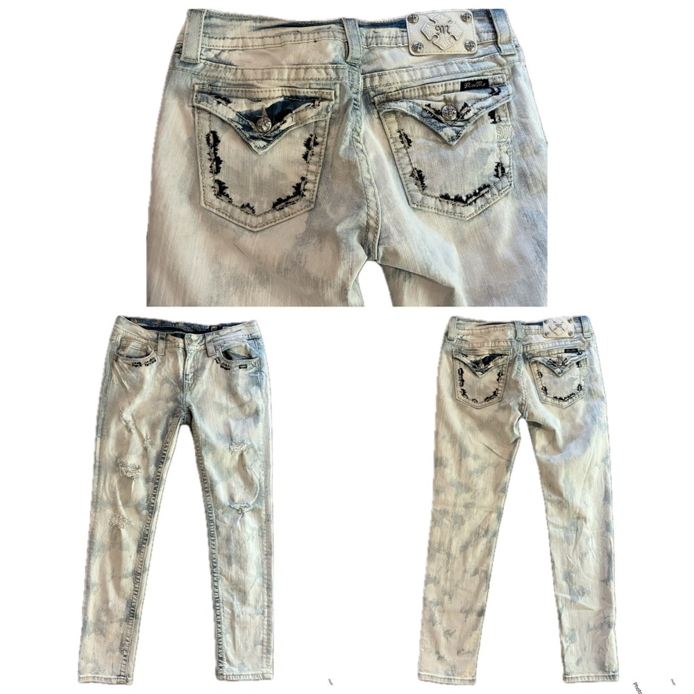 Miss Me Jeans Women’s 30 Acid Light Wash Signature Skinny Distressed LIKE NEW!